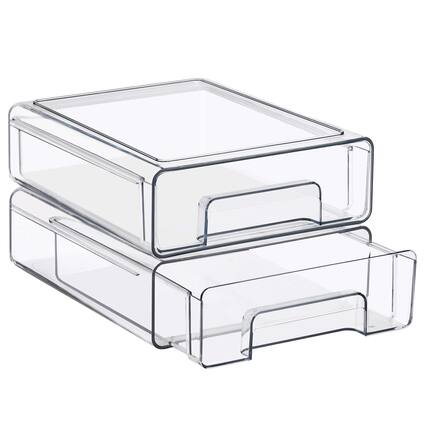 Front. Sorbus - Sorbus Medium Clear Stackable Storage Drawers – 2-Pack Plastic Organizer Bins with Handles – Pull-Out Stackable Drawers - Clear.