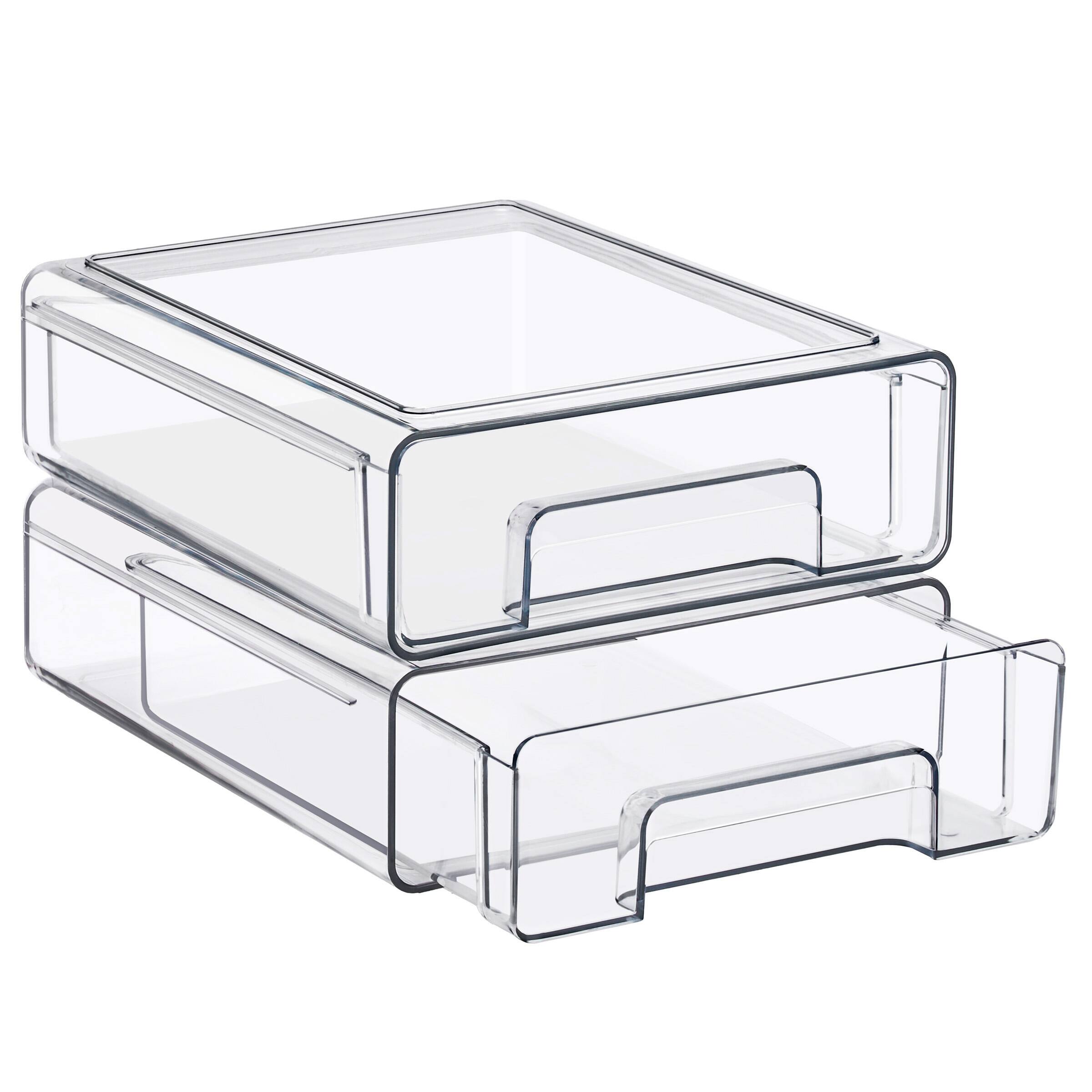 Front. Sorbus - Sorbus Medium Clear Stackable Storage Drawers – 2-Pack Plastic Organizer Bins with Handles – Pull-Out Stackable Drawers - Clear.