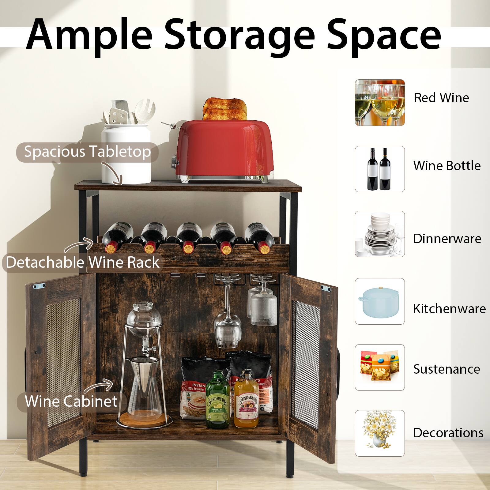 Ample Storage Space Red Wine Spacious Tabletop Wine Bottle Dinnerware Detachable Wine Rack Kitchenware Sustenance Wine Cabinet Decorations