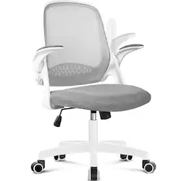 Neo Chair - Ergonomic Office Chair, Mesh Back with Flip-Up Arms, Lumbar Support, Adjustable Height & Rolling Wheels - Plastic Base-Gray