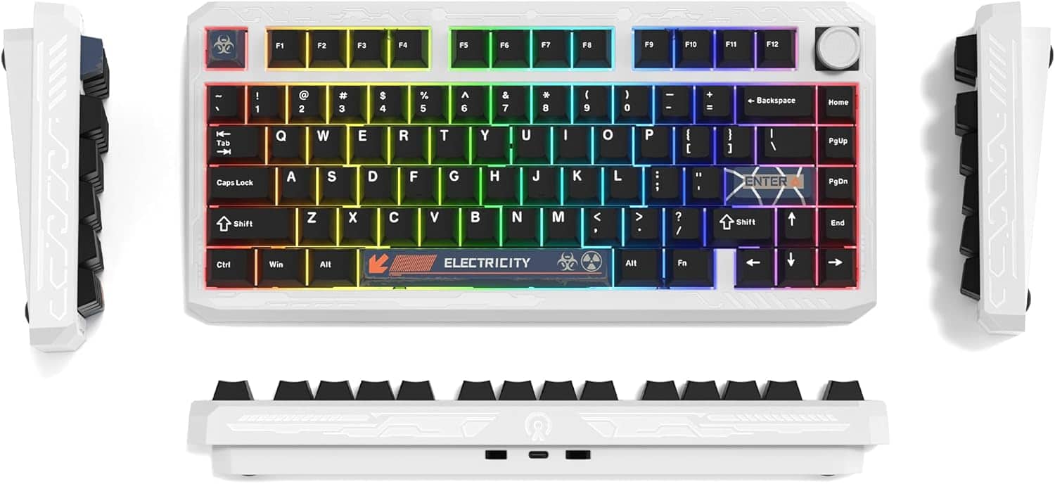 Womier - ERA75 75% Wireless Mechanical Keyboard with VIA/QMK, Knob Full Aluminum Custom Keyboard - White