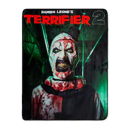 Surreal Entertainment - Terrifier 2 Art the Clown Fleece Throw Blanket | 45 x 60 Inches - Black/Red