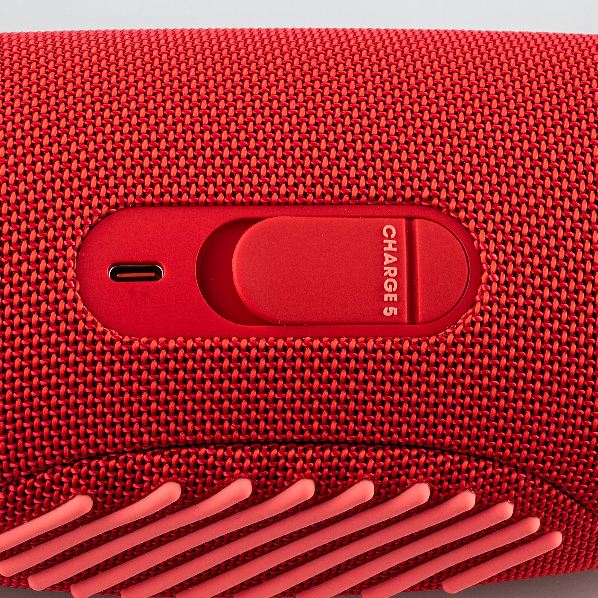 Alt View 4. JBL - JBL Charge 5 Portable Wireless Bluetooth Speaker with IP67 Waterproof with Case (Red) - Red.