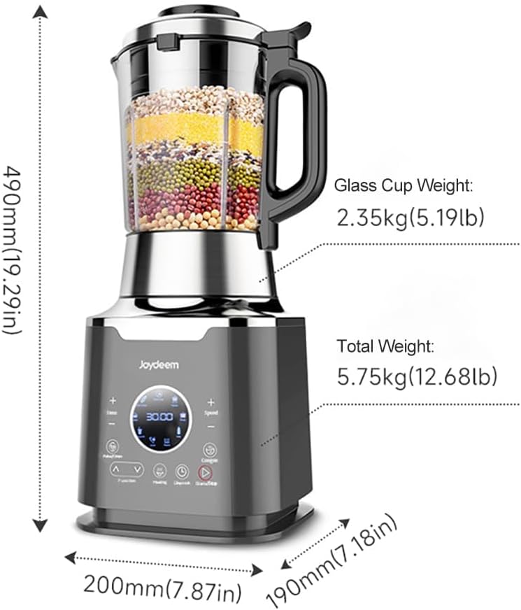 490mm (19.29in)  
Glass Cup Weight: 2.35kg (5.19lb)  
Total Weight: 5.75kg (12.68lb)  
200mm (7.87in)  
190mm (7.18in)