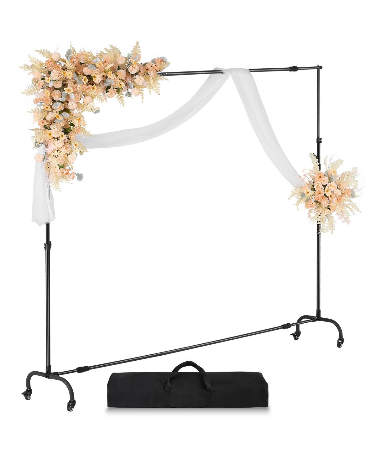 VEVOR - Backdrop Stand, 7 x 10 ft Adjustable Photo Backdrop Stand Kit, Portable Background Backdrop Stand with Casters - Black