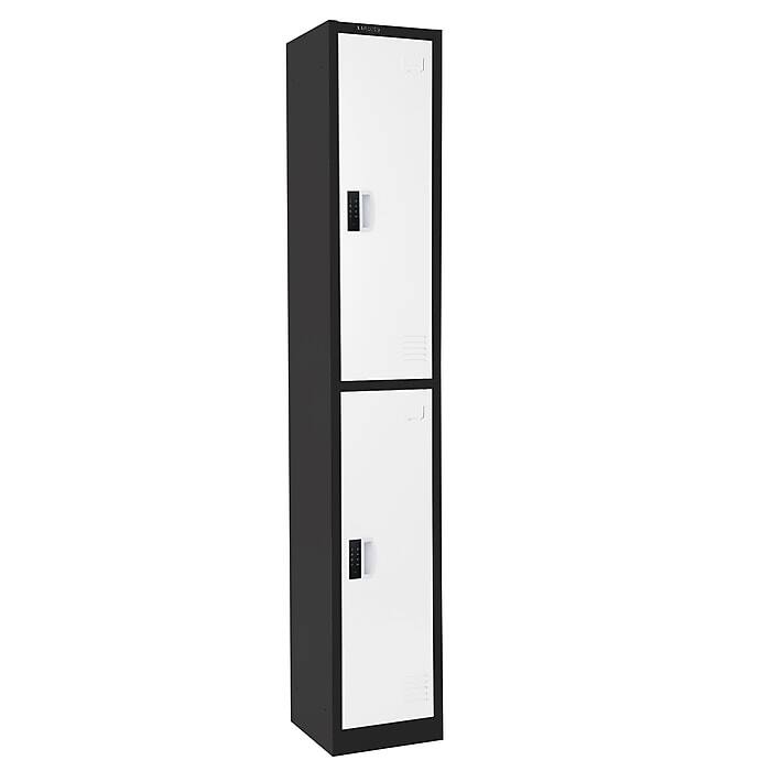 Alt View 3. AdirOffice - 629-Series 72" H 2-Tier Steel Digital Lock 2-Shelf Locker - Black Bidy/White Doors.