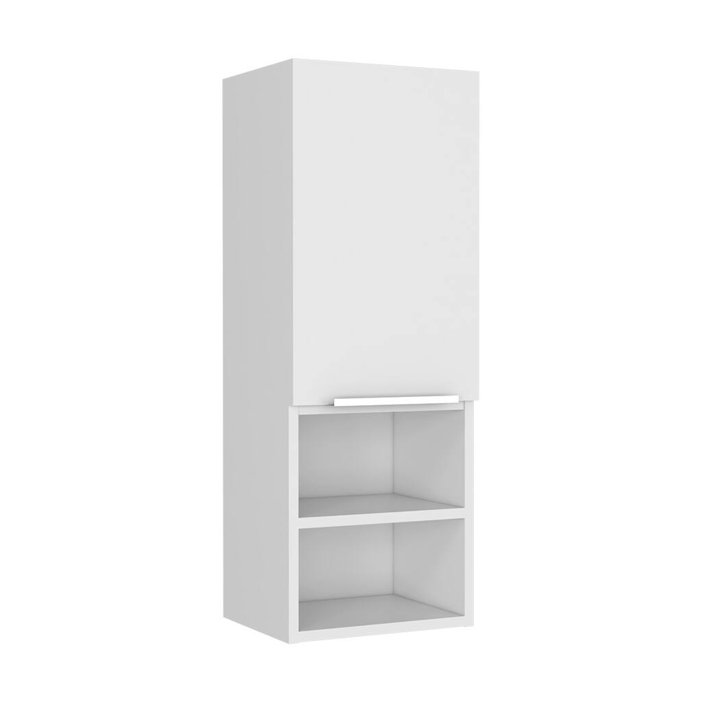 Left. TinyHomie - Medicine Single Door Cabinet 32in H Two Interior Shelves Two External Shelves White - White.