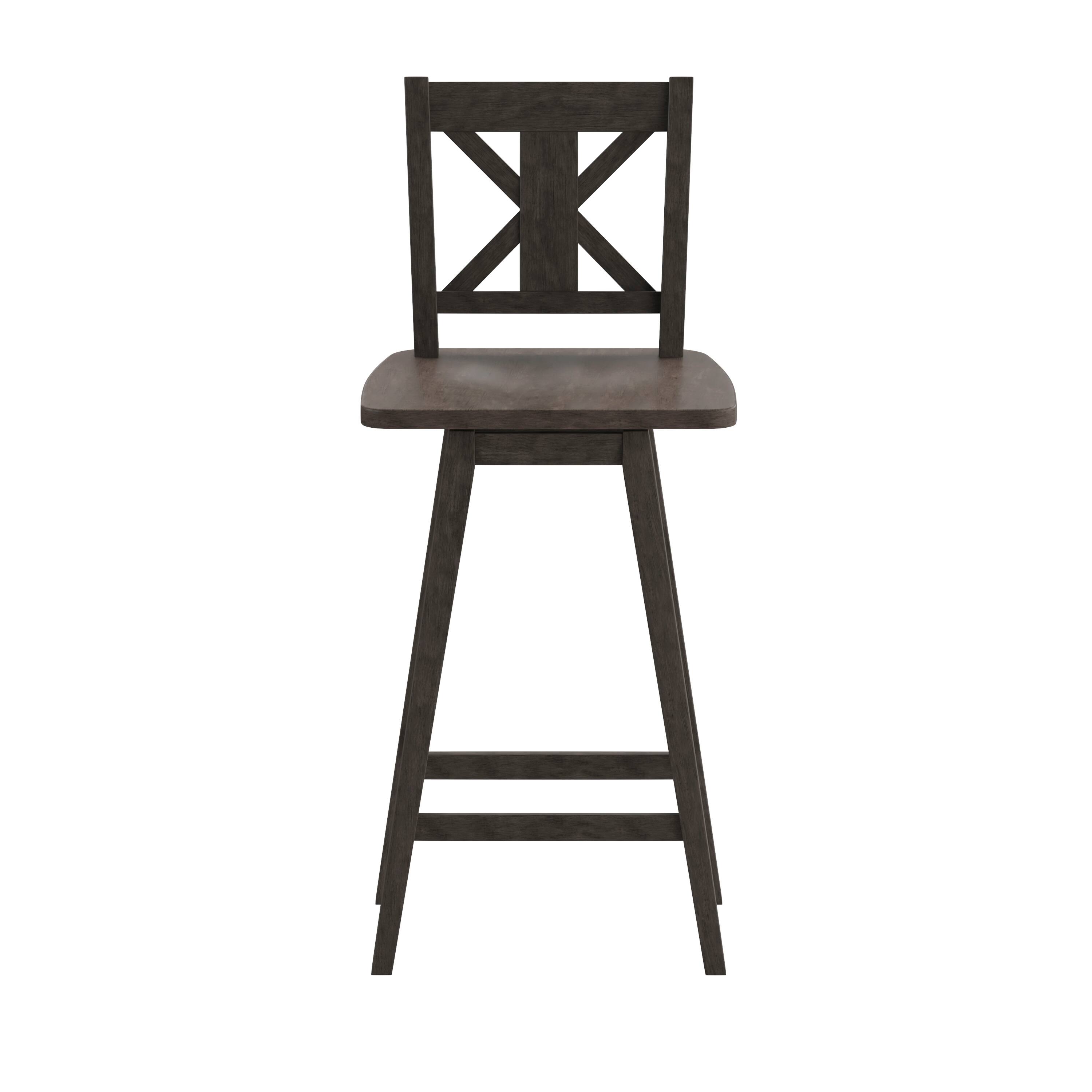 Angle. Flash Furniture - Gwendolyn Commercial Grade Solid Wood Modern Farmhouse Swivel Bar Height Barstool in Gray Wash Walnut - Gray.