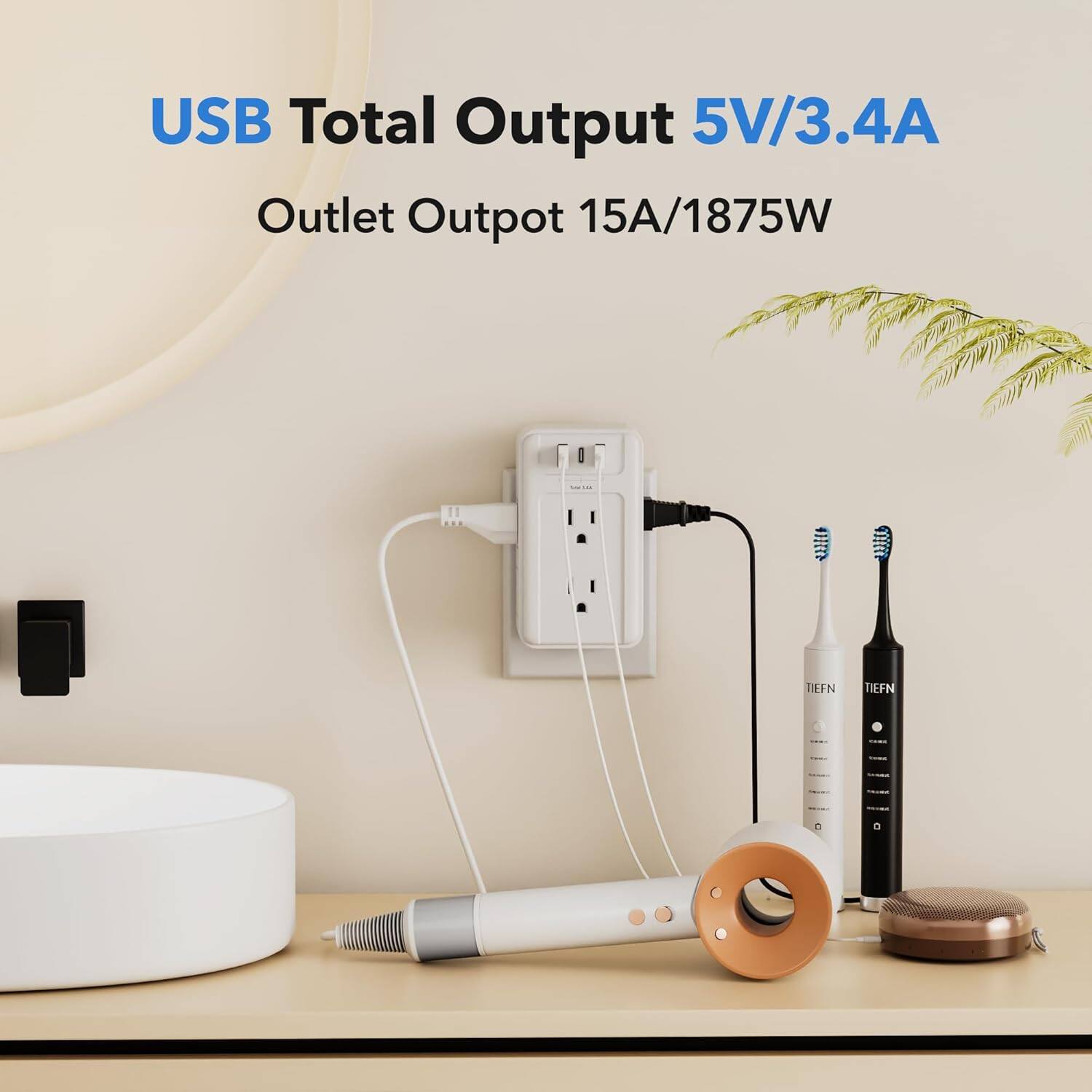USB Total Output 5V/3.4A  
Outlet Output 15A/1875W