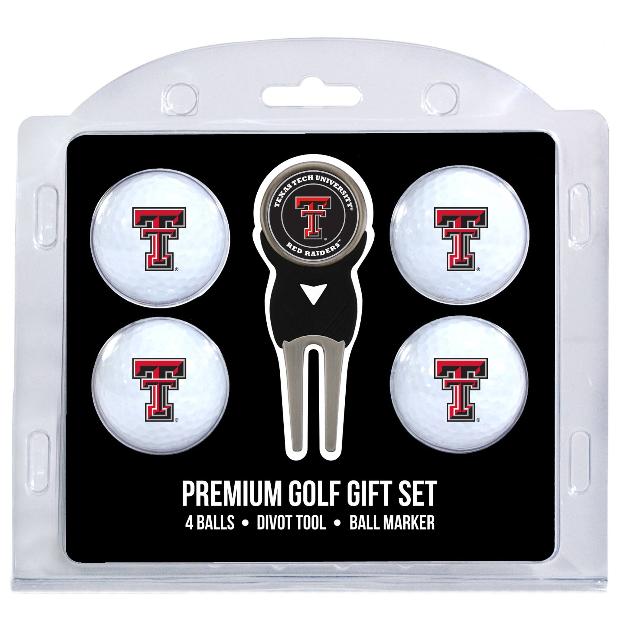 TEXAS TECH UNIVERSITY  
RED RAIDERS  

PREMIUM GOLF GIFT SET  
4 BALLS • DIVOT TOOL • BALL MARKER