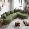 Front. Dyonery - 122" Modern Curved Sectional Sofa with Chaise, Boneless Couch with 5 Throw Pillows for Living Room - Green.