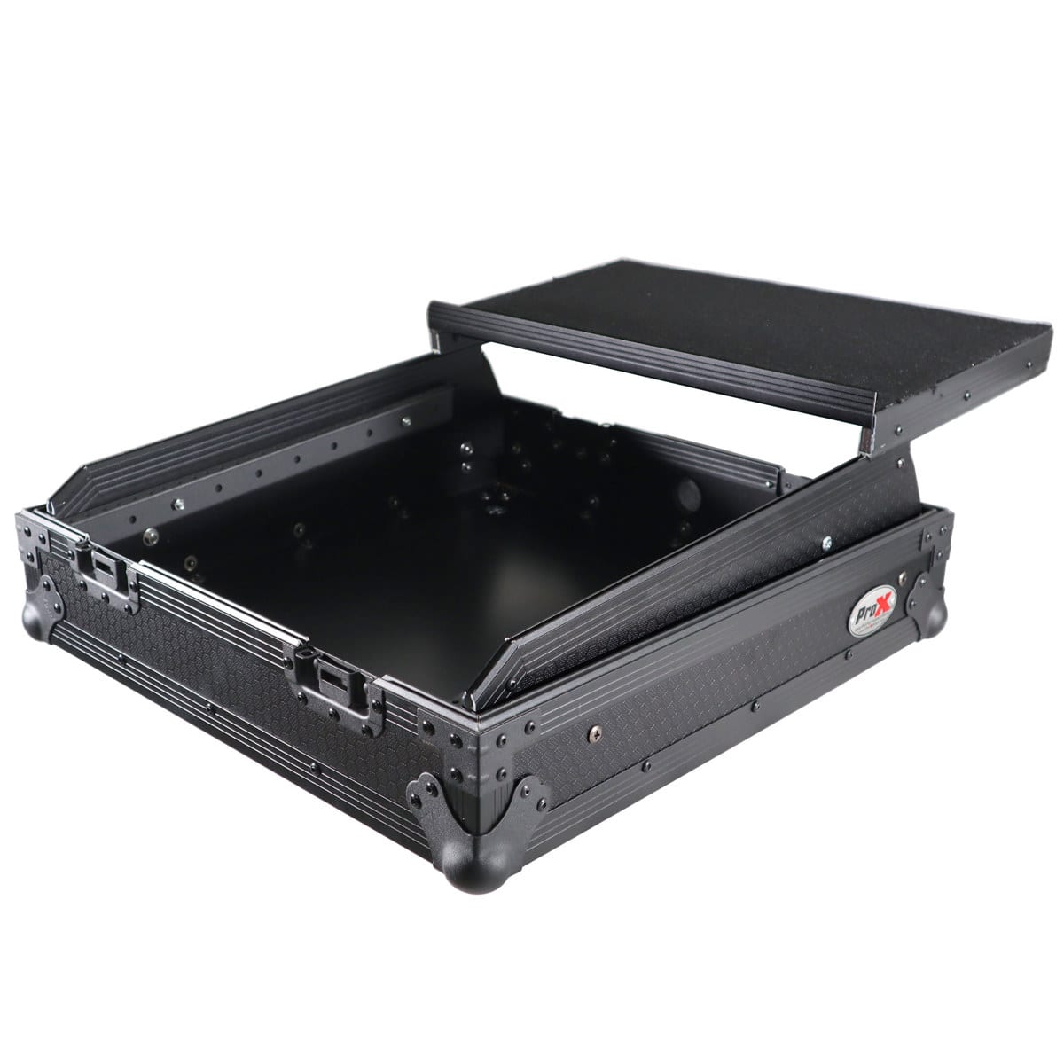 ProX - XS-19MIXLT ATA-300 Style 10U Top Mount 19" Slanted Rackmount Mixer Case, Black on Black