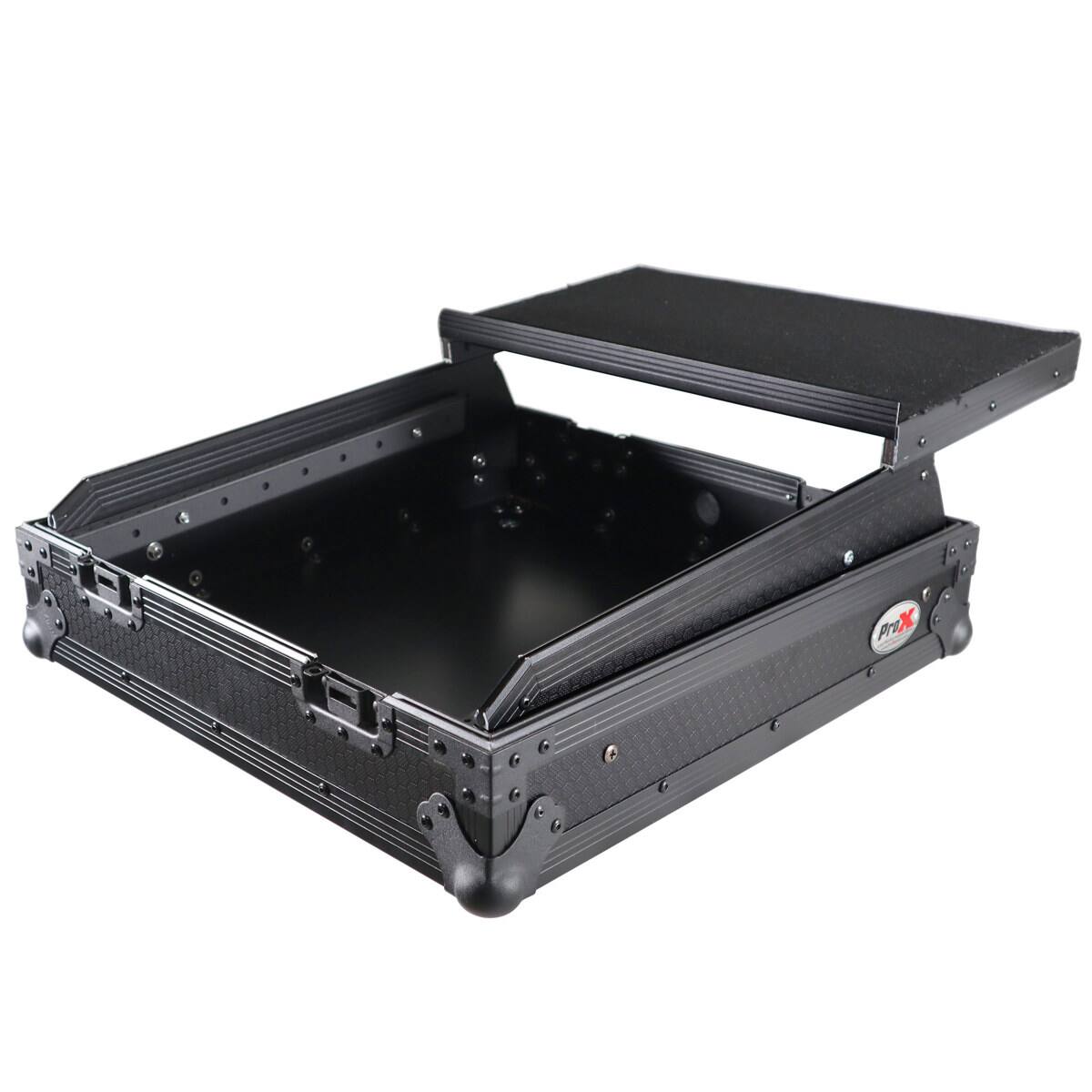 Front. ProX - ProX XS-19MIXLT ATA-300 Style 10U Top Mount 19" Slanted Rackmount Mixer Case, Black on Black.