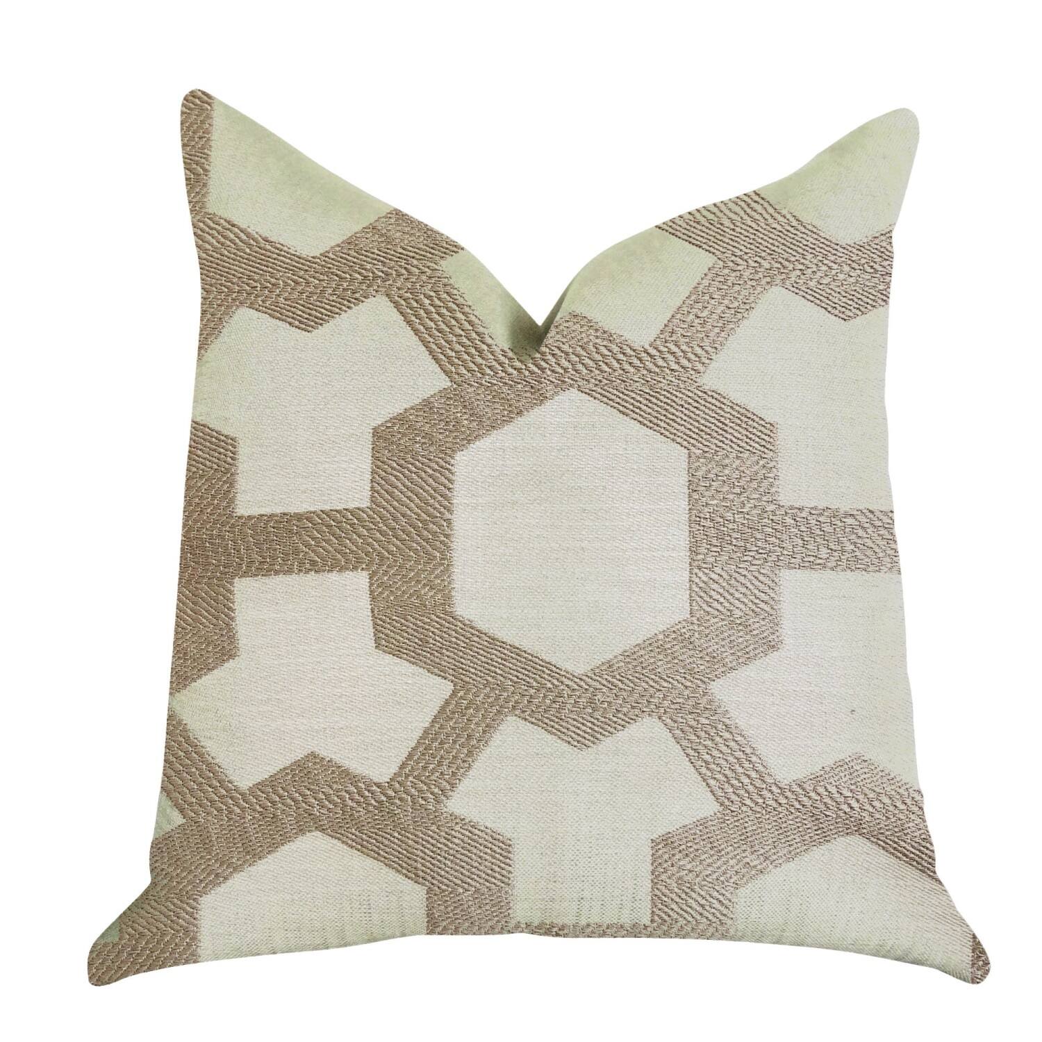 Front. Plutus Brands - Linked Charisma Luxury Throw Pillow in and Tones - Double sided 20" x 30" Queen - Beige, Brown.