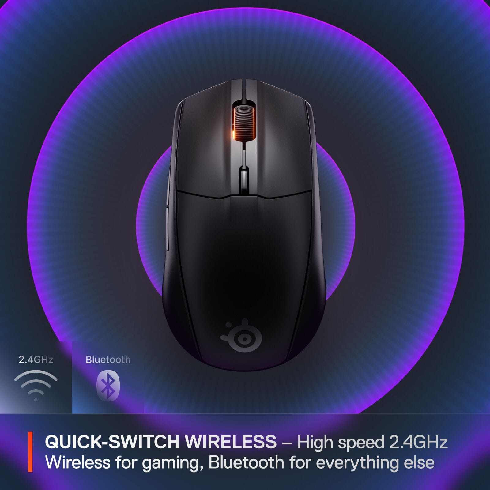 2.4GHz Bluetooth QUICK-SWITCH WIRELESS High speed 2.4GHz Wireless for gaming, Bluetooth for everything else