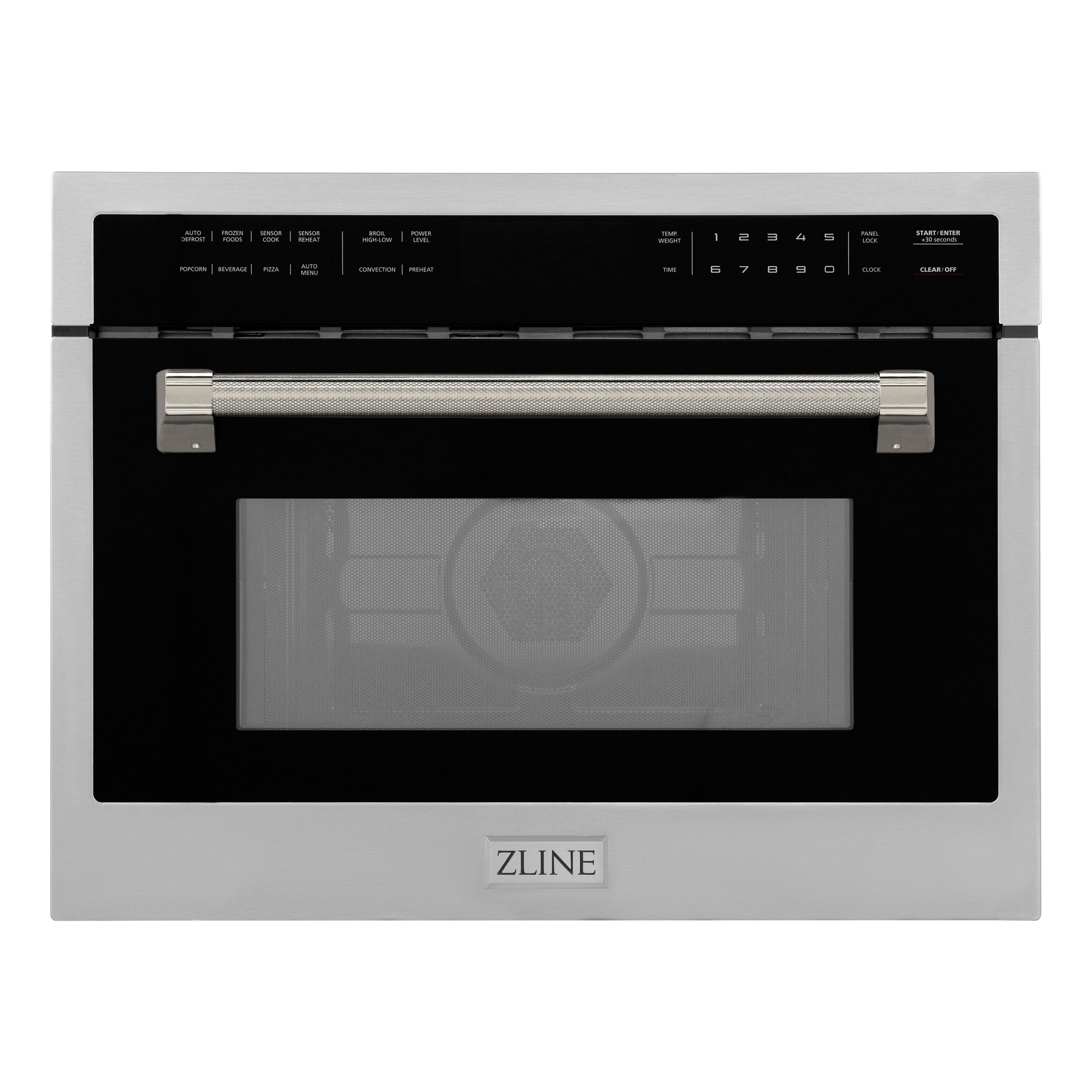 ZLINE - Autograph 24 in. 1.6 cu ft. Built-in Convection Microwave Oven and Polished Nickel Helix Handle - Stainless Steel