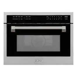 ZLINE - Autograph 24 in. 1.6 cu ft. Built-in Convection Microwave Oven and Polished Nickel Helix Handle - Stainless Steel