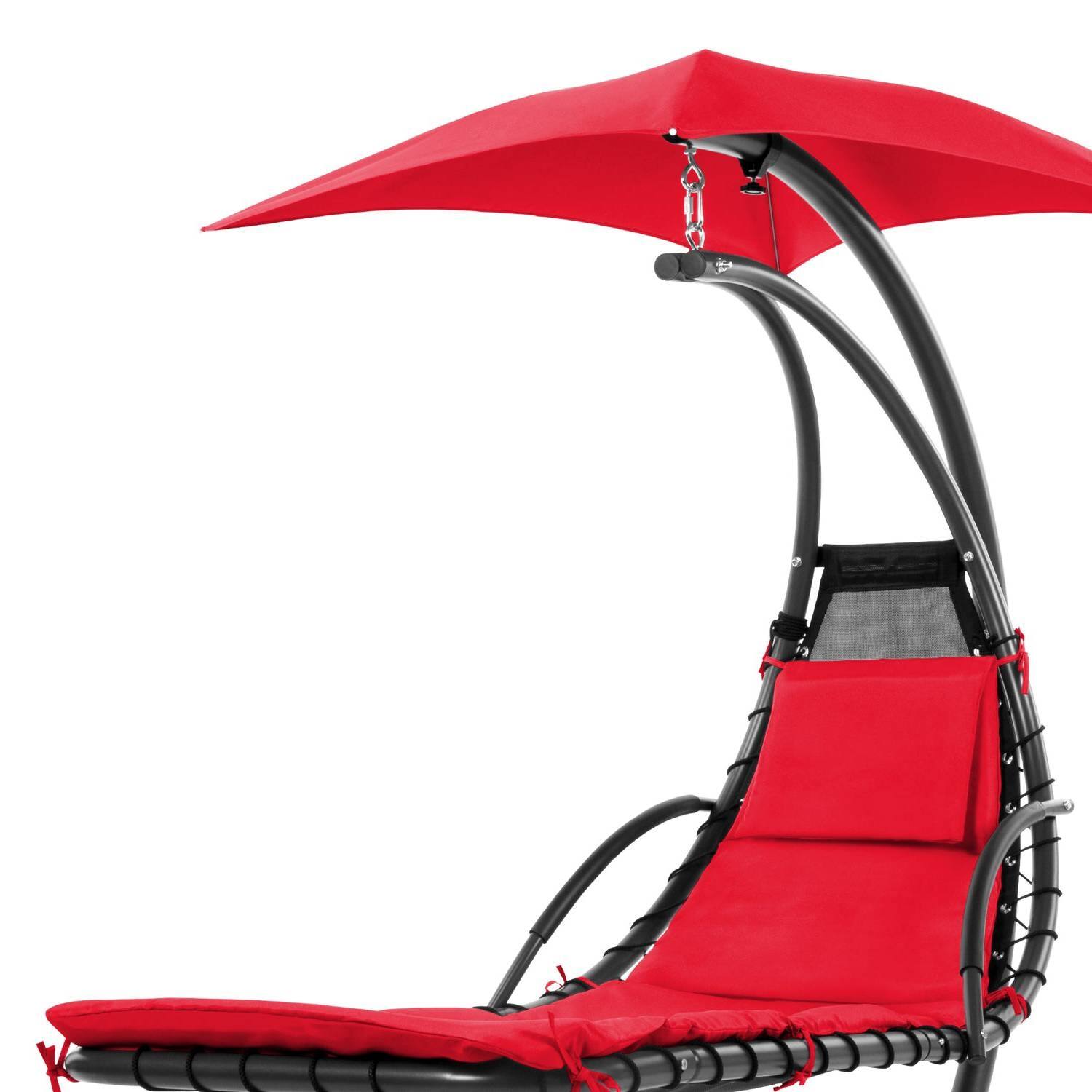 Back. Hivvago - Red Single Person Sturdy Modern Chaise Lounger Hammock Chair Porch Swing - Red.
