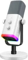 FIFINE USB/XLR Dynamic Microphone, RGB Mic for PC & Mobile, Streamer & Gamer -White AM8W - Front_Zoom