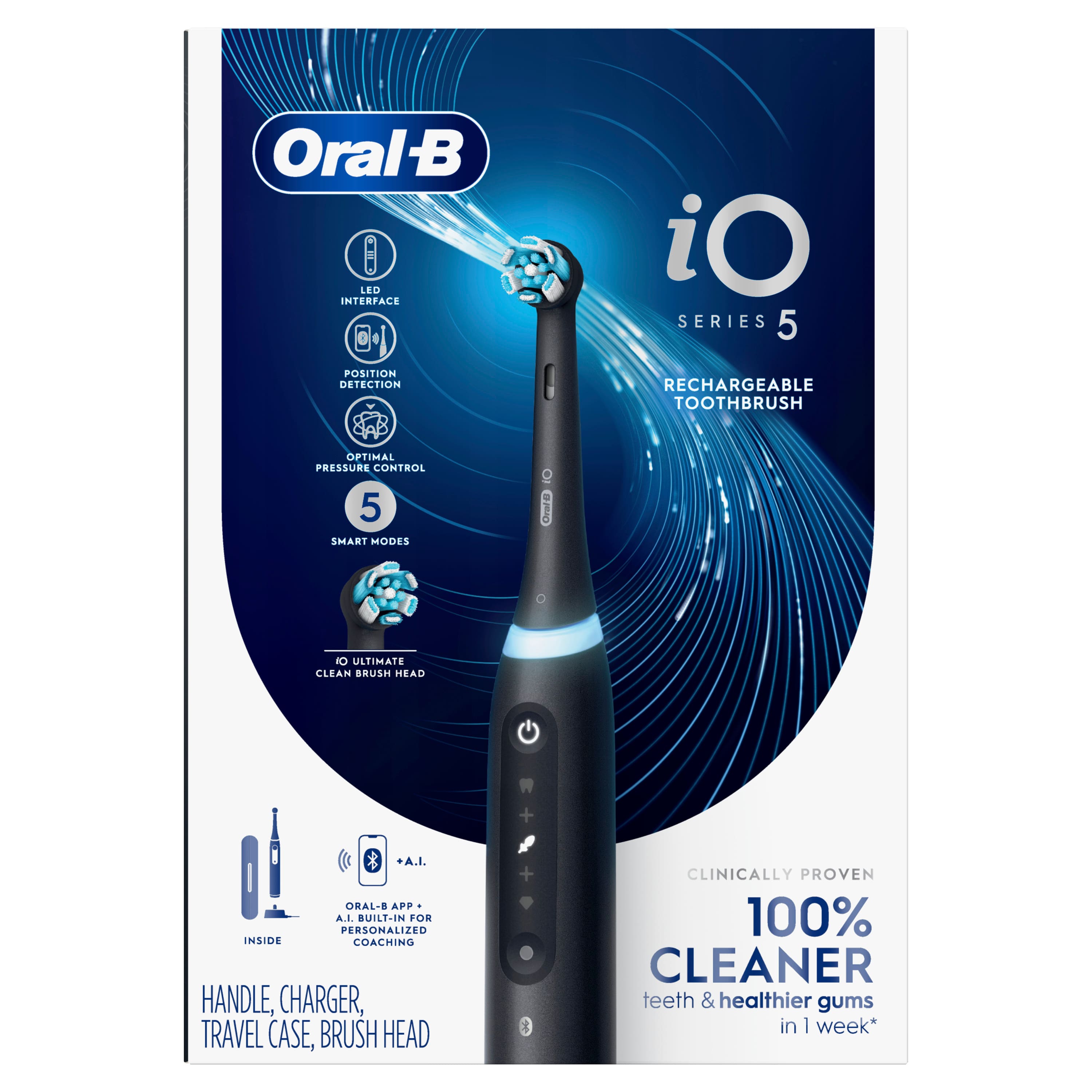 Alt View 12. Oral-B - iO Series 5 Rechargeable Electric Toothbrush w/Brush Head - Black.