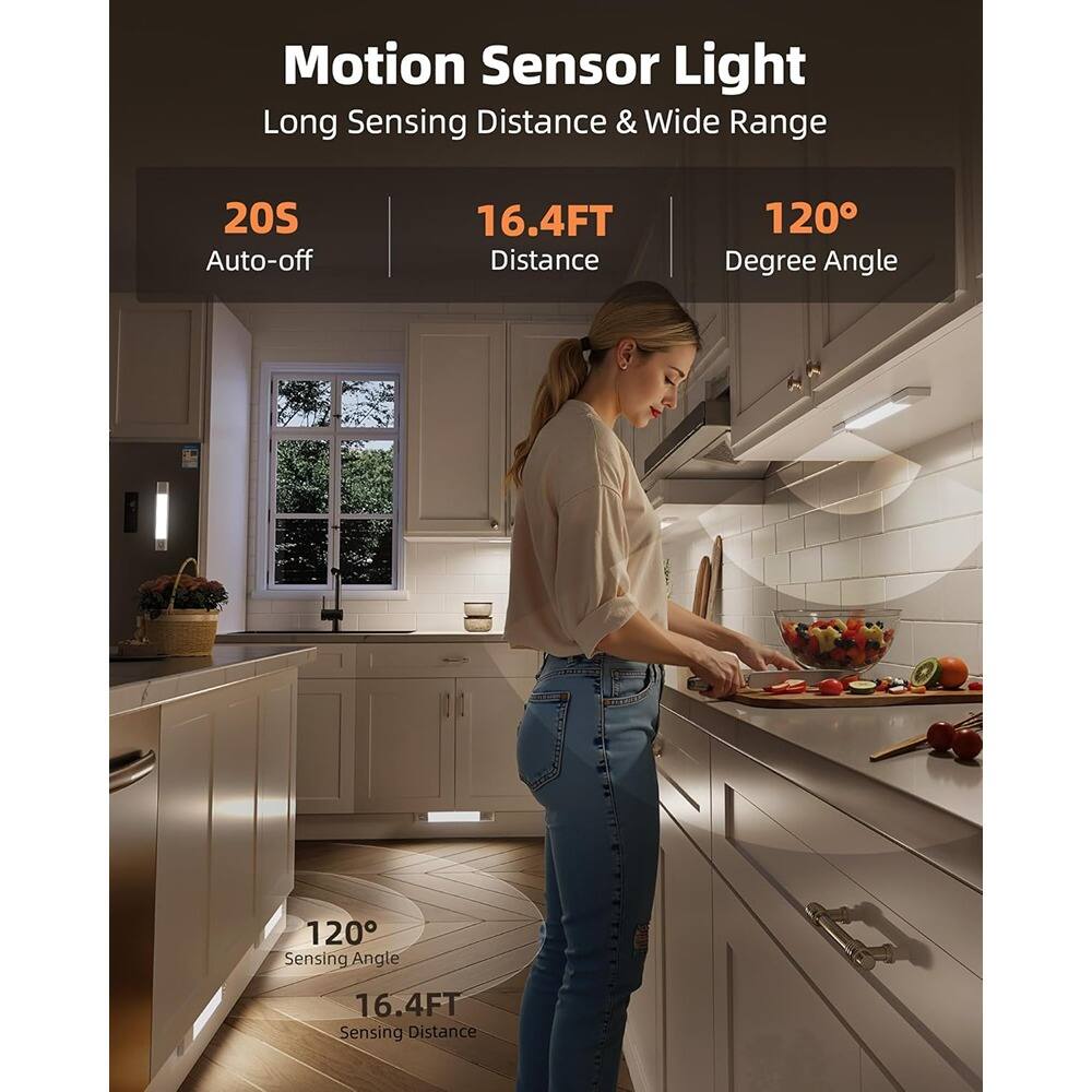 Motion Sensor Light  
Long Sensing Distance & Wide Range  

20S Auto-off  
16.4FT Distance  
120° Degree Angle  

120° Sensing Angle  
16.4FT Sensing Distance