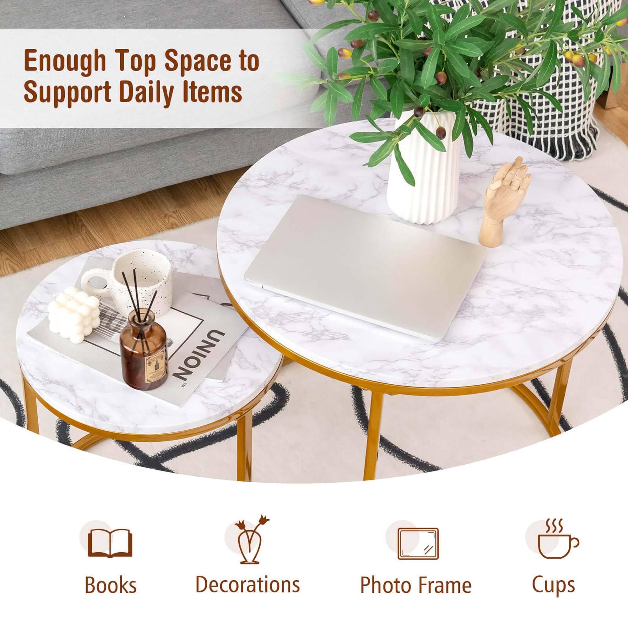 Enough Top Space to Support Daily Items: A Union of Books, Decorations, Photo Frame, and Cups.