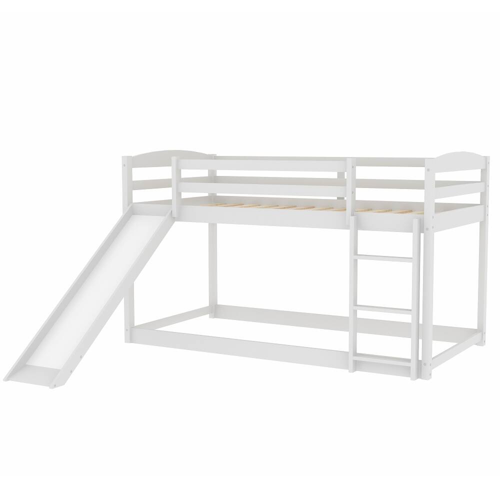 Alt View 10. Loheer - Loheer Twin Over Twin Bunk Bed with Slide and Ladder White - White.