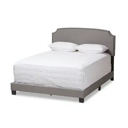 Front. Baxton Studio - Odette Modern and Contemporary Fabric Upholstered Bed - Light Grey.