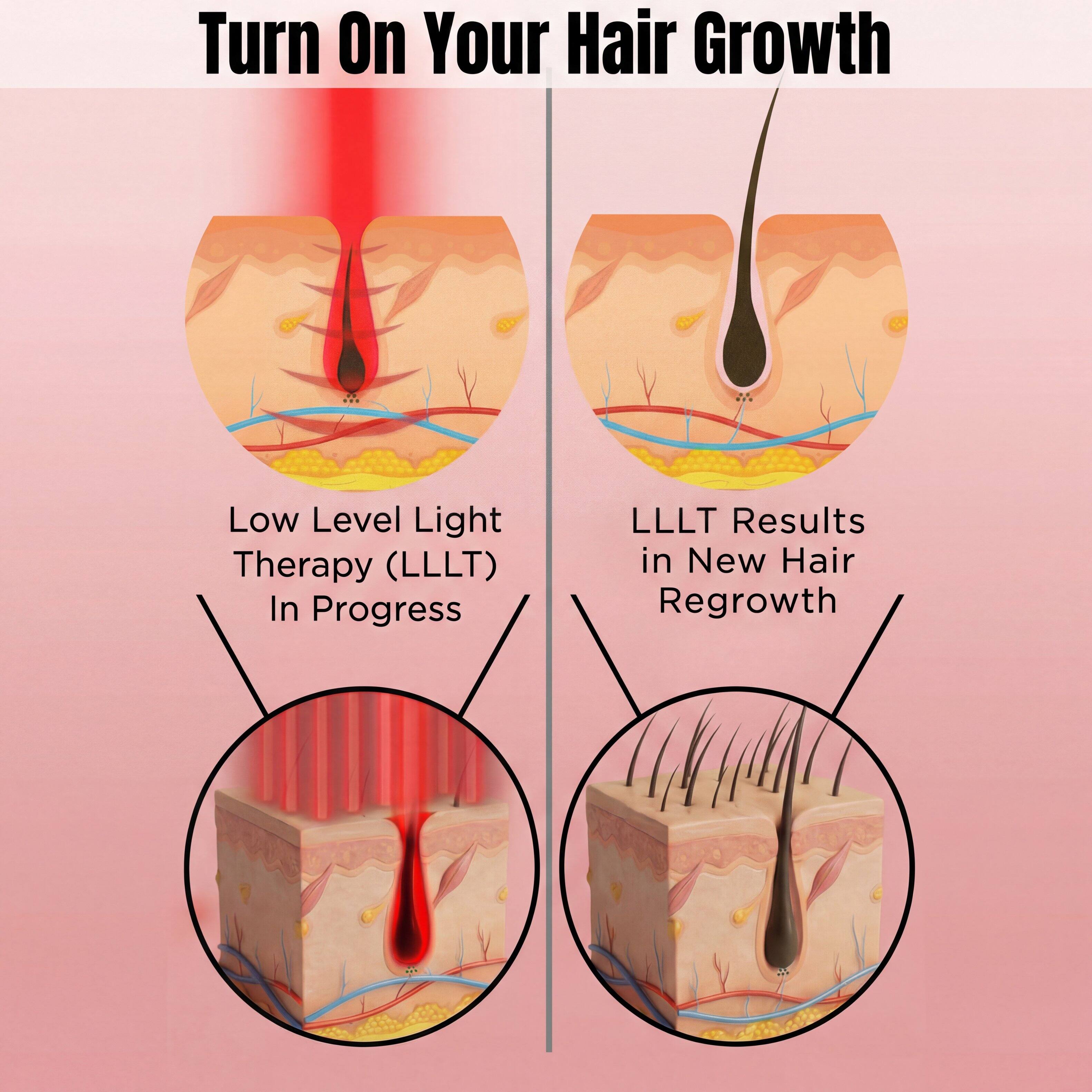 Turn On Your Hair Growth

Low Level Light Therapy (LLLT) In Progress

LLLT Results in New Hair Regrowth