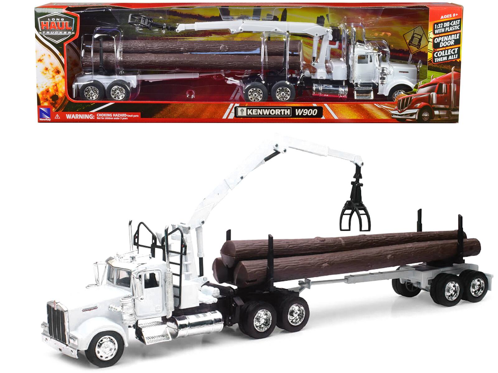 LONG HAUL TRUCKER
KENWORTH W900
AGES 8+
1:32 DIE-CAST WITH PLASTIC OPENABLE DOOR
COLLECT THEM ALL!
WARNING: CHOKING HAZARD - Small parts. Not for children under 3 years.