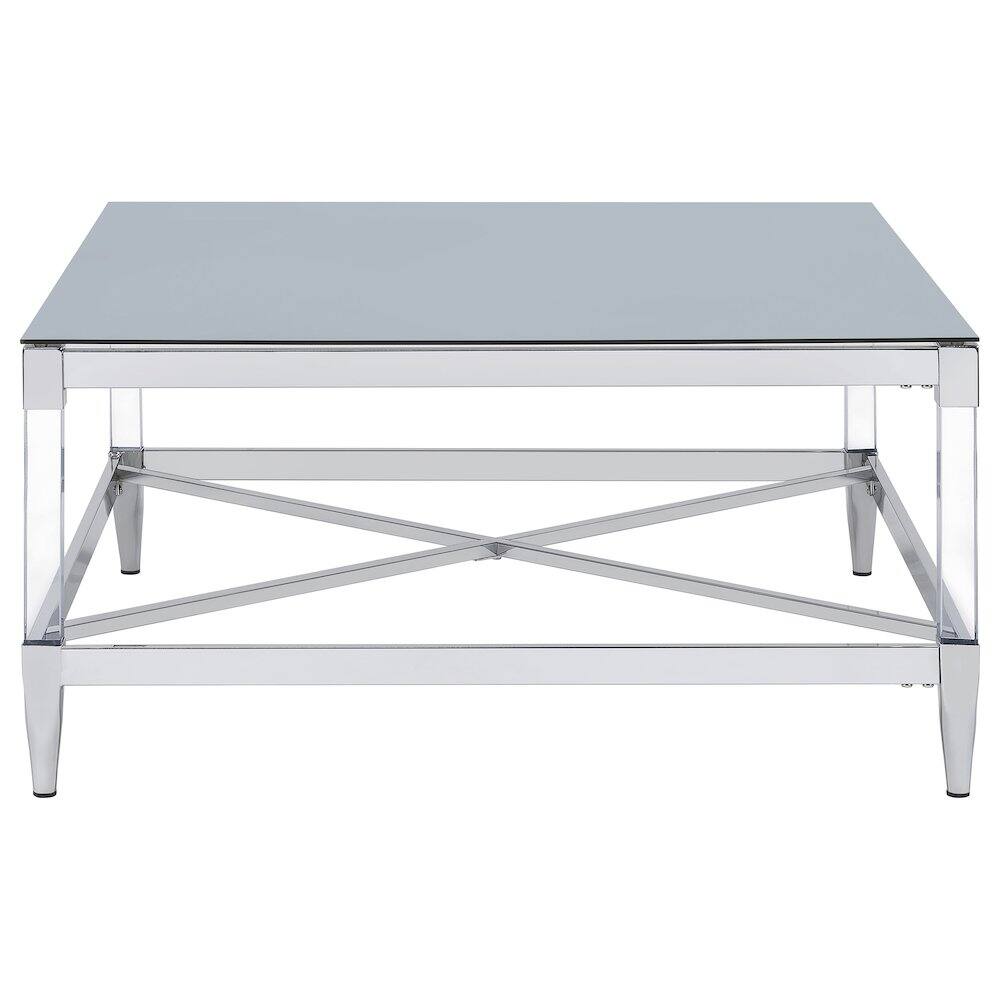 Alt View 5. Coaster Co. of America - Lindley Square Tempered Mirror Acrylic Coffee Table Chrome - Silver.