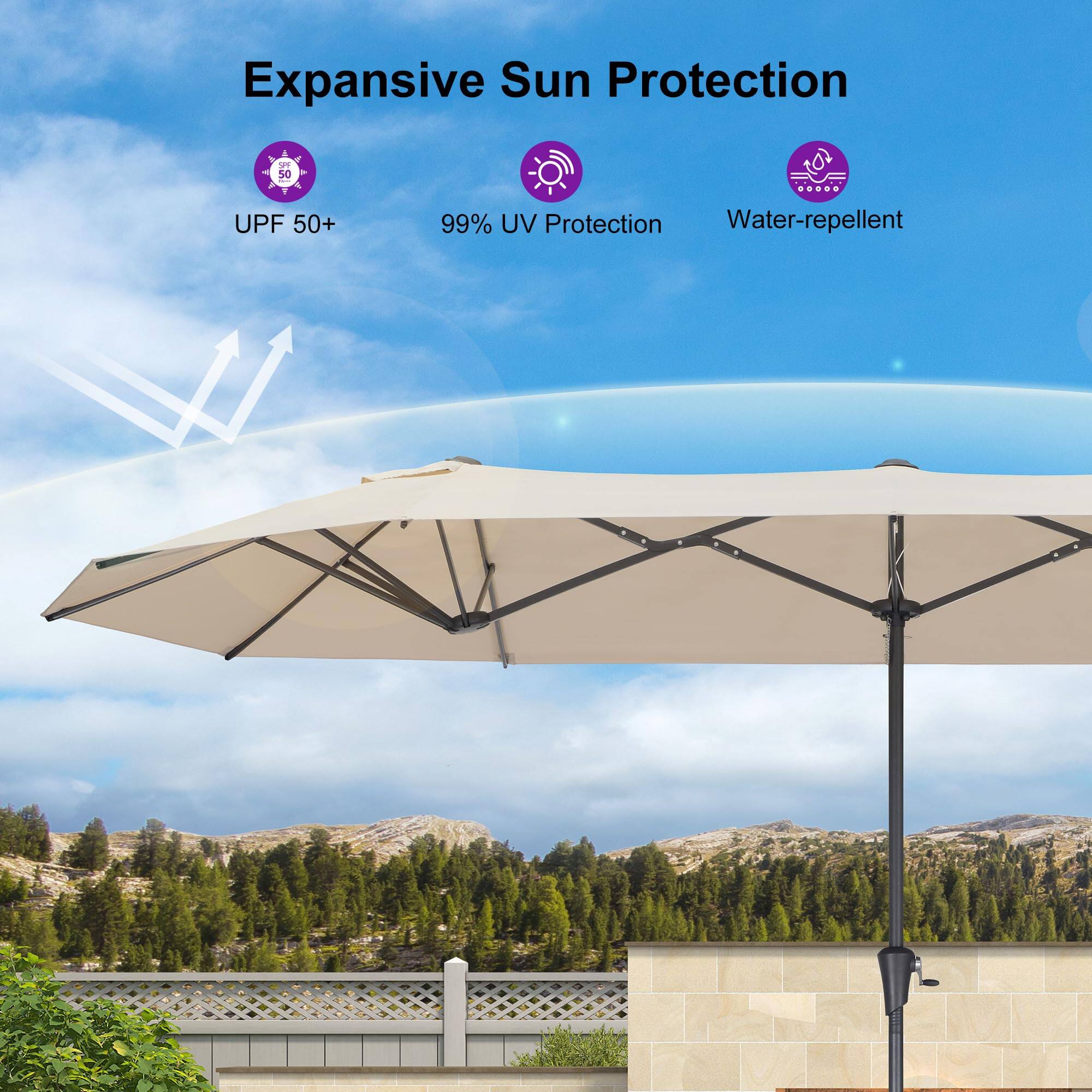 Expansive Sun Protection

- UPF 50+
- 99% UV Protection
- Water-repellent