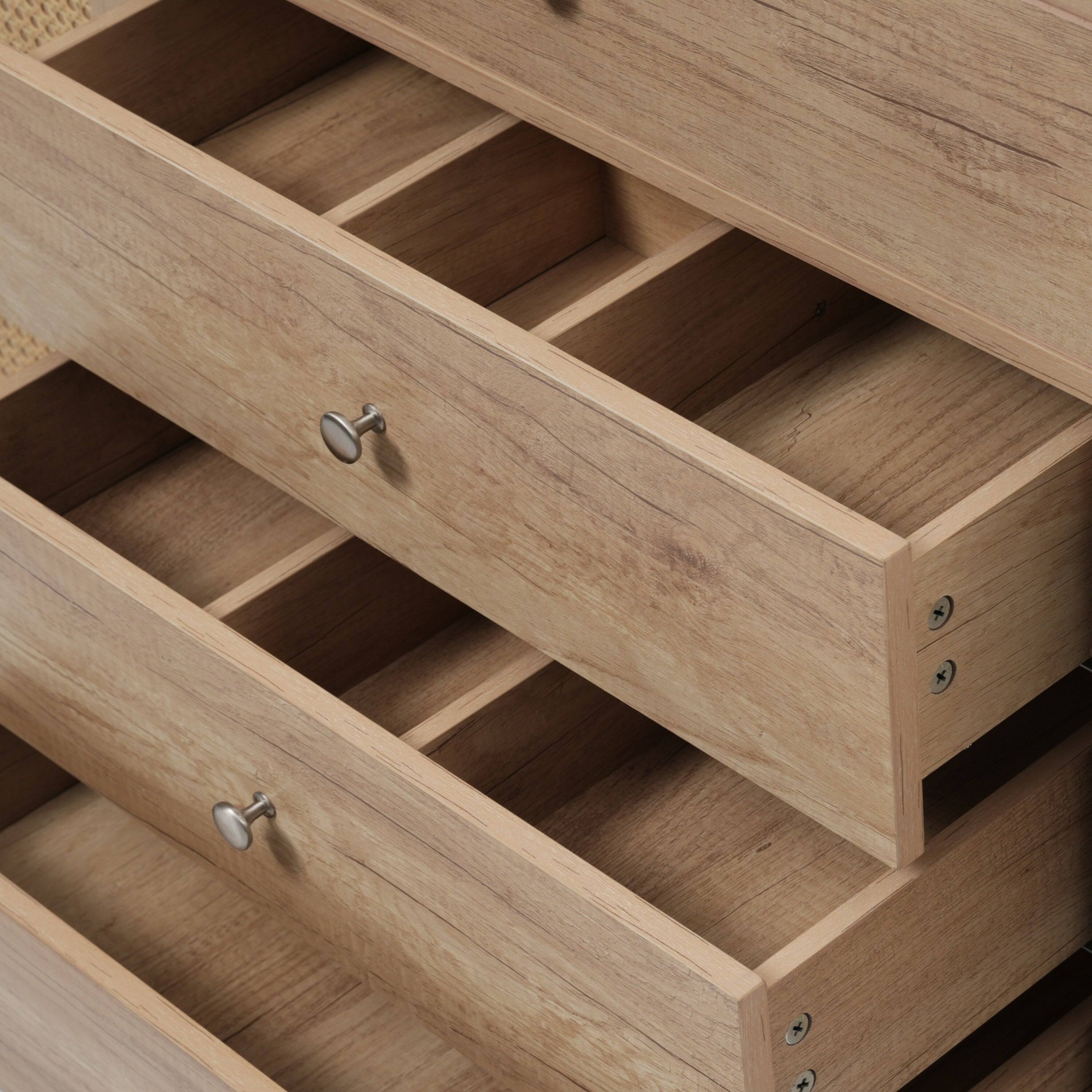 Alt View 10. Boyel Living - 60 Inch Bathroom Vanity with SMC Sink Large Storage Cabinet Soft Close Drawers Rattan Doors Silver Knobs Natural - Natural.