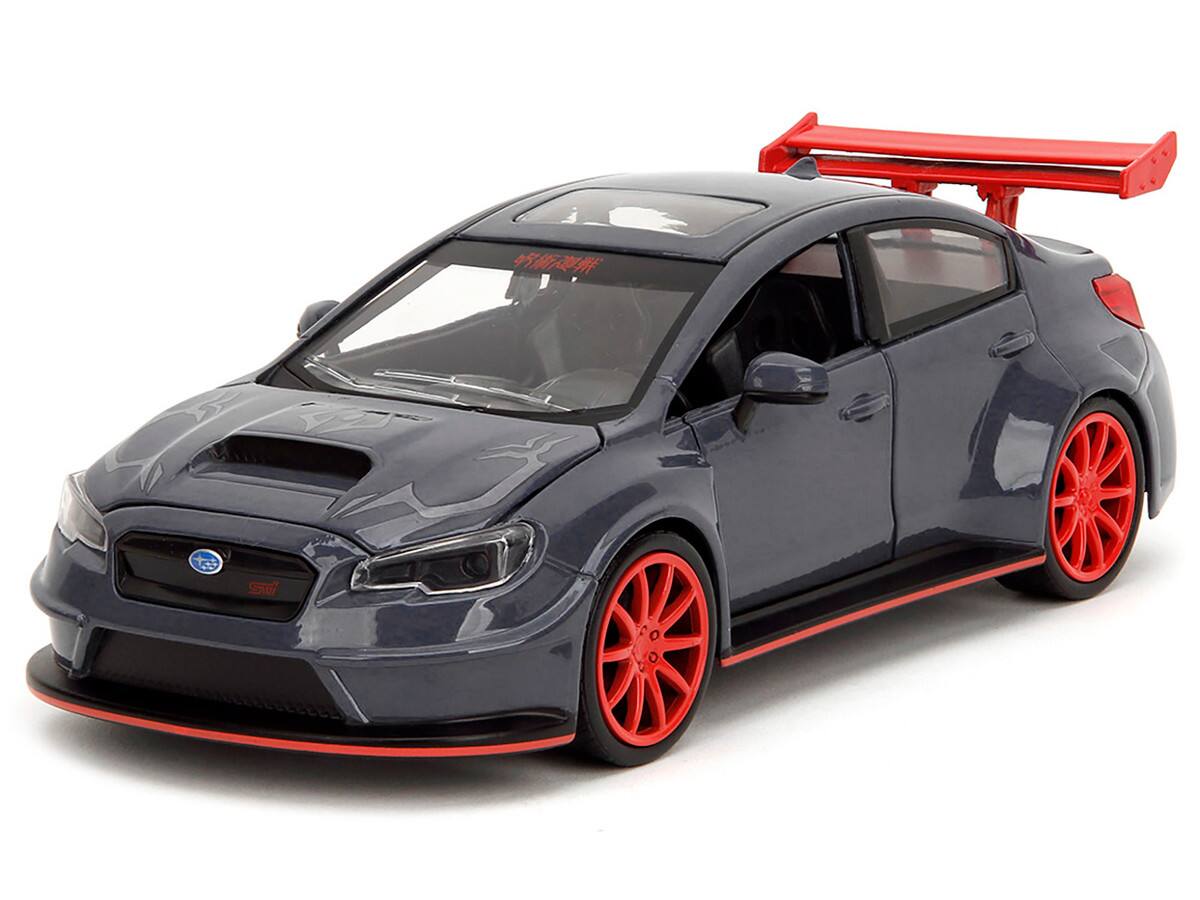 Angle. Jada - 2016 Subaru WRX STI Widebody Dark Blue w/ Yuji Itadori Figure – Jujutsu Kaisen (2020–2023) Anime Hollywood Rides 1/24 - Dark Blue.