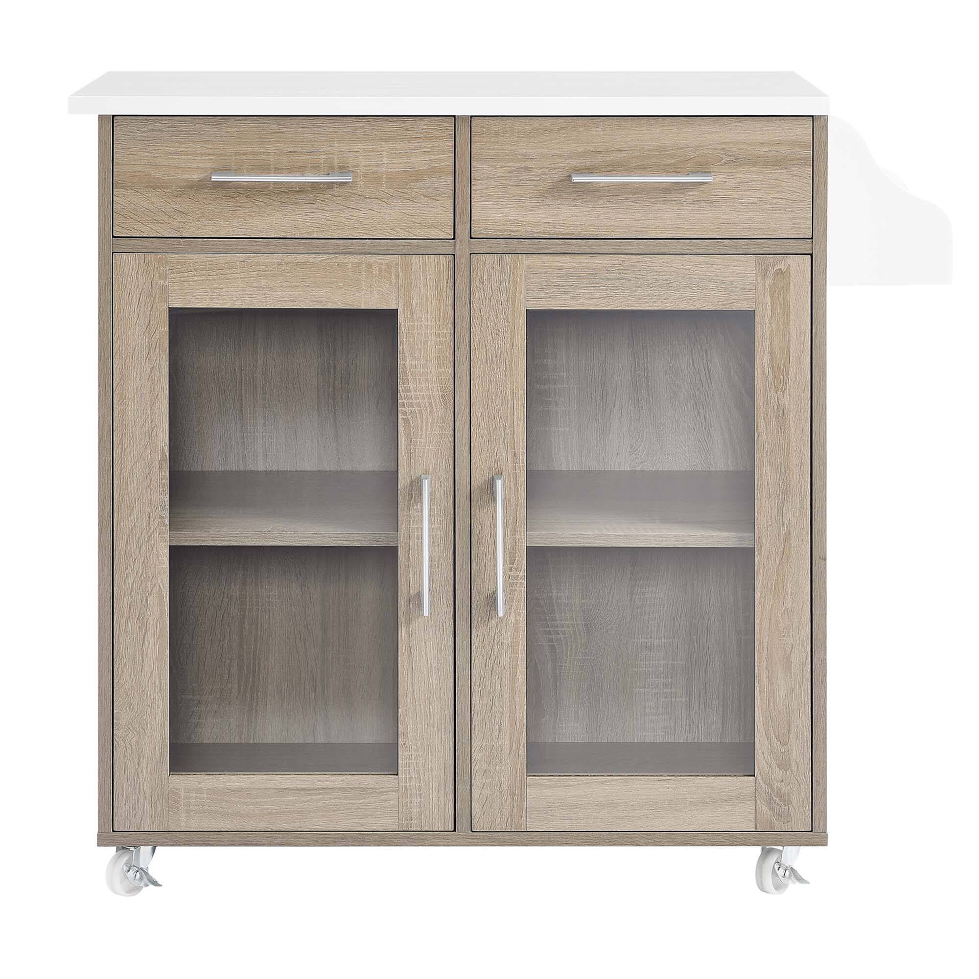 Alt View 4. Modway - Cuisine Kitchen Cart by Modway - Oak White.