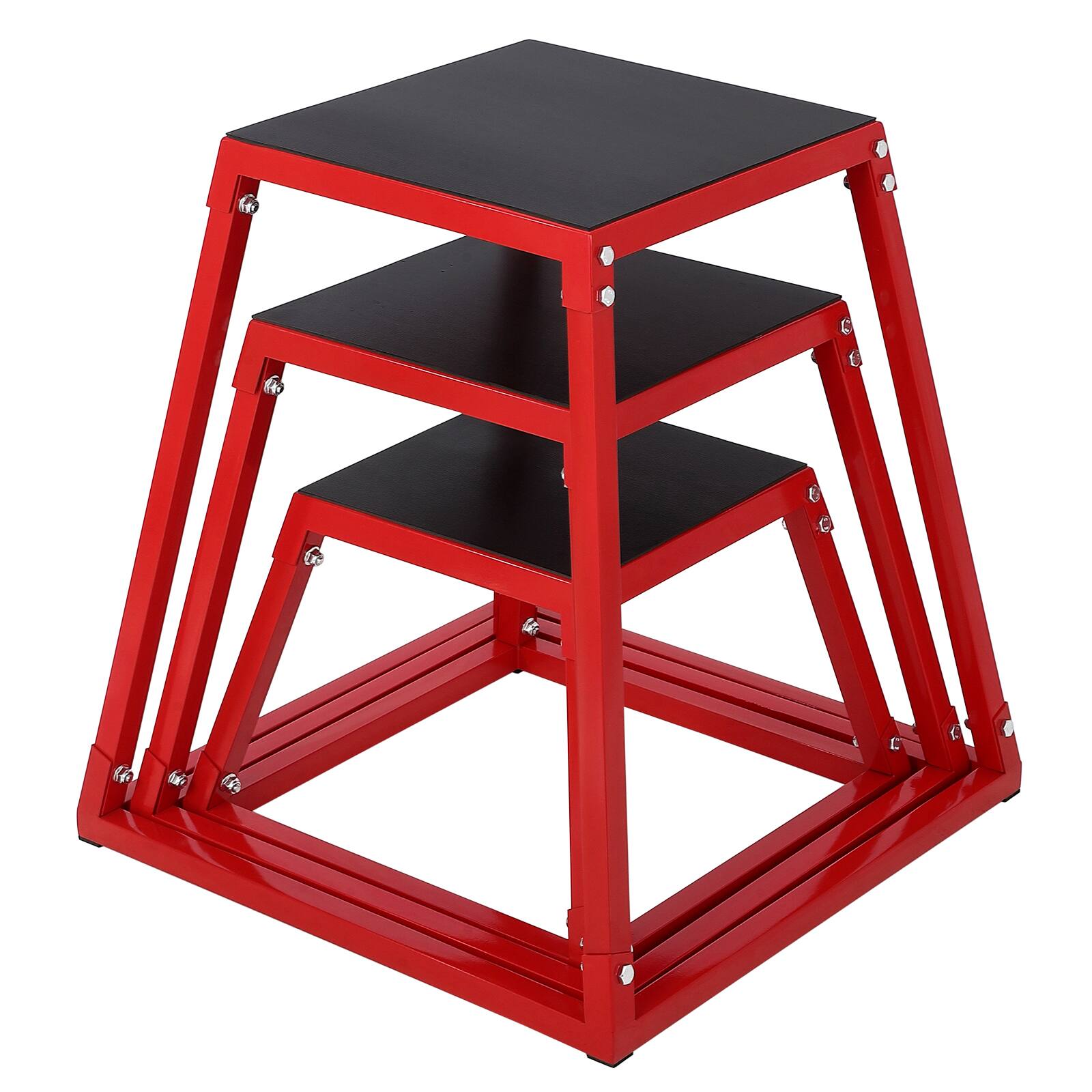 Front. TROPOW - Plyometric Jump Box, Heavy-Duty Steel Plyo Box, 12, 18, 24 Inch Options - red.