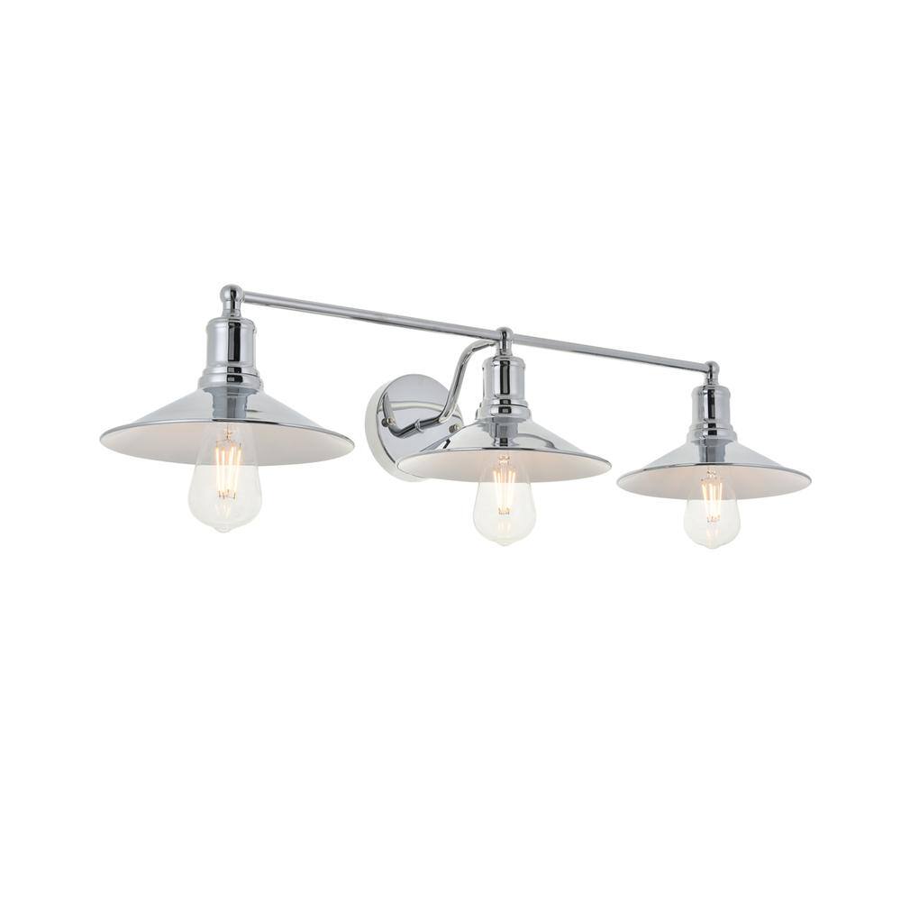 Alt View 3. Living District - Etude 3 light chrome Wall Sconce - Chrome.