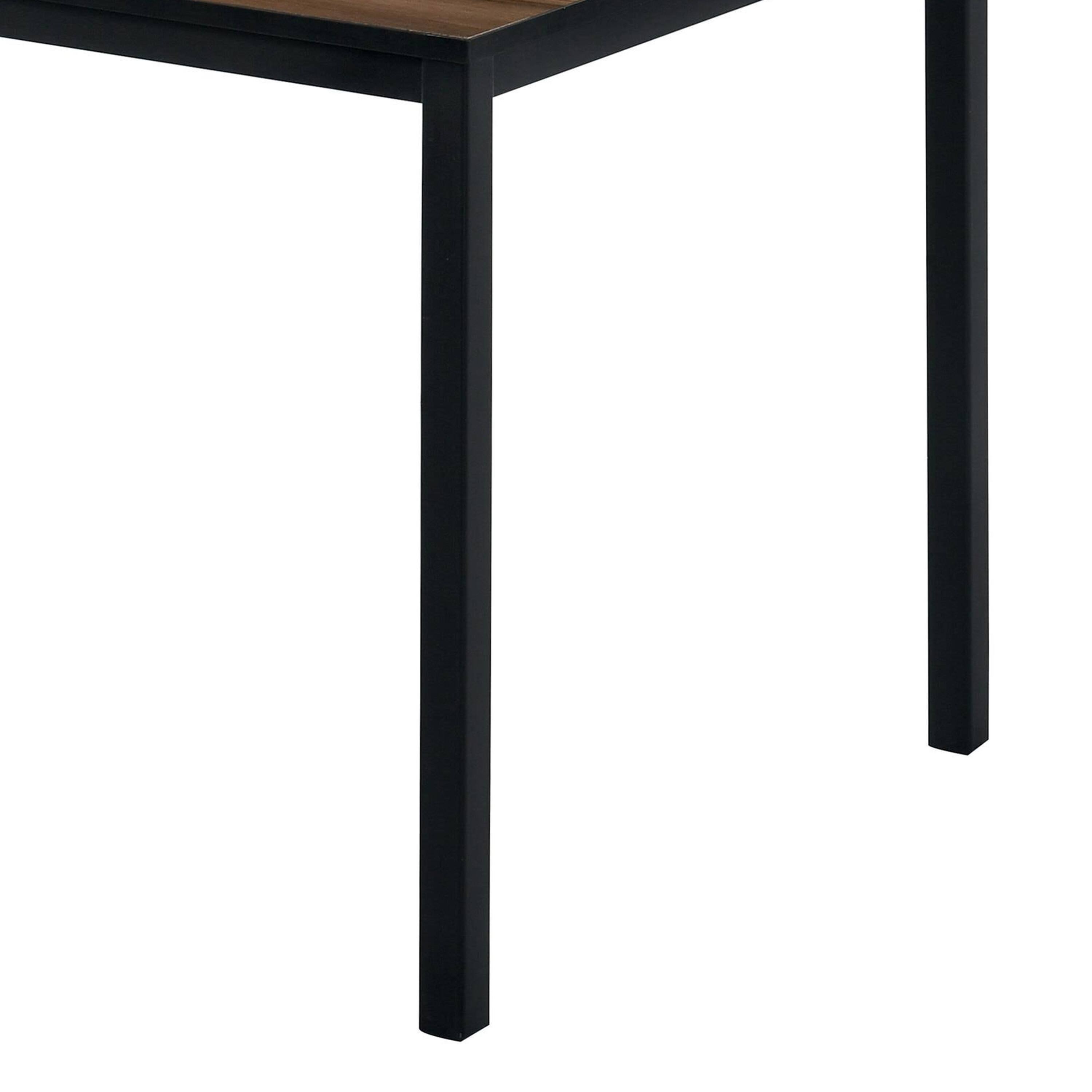 Alt View 3. Manhattan Lane - 3 Piece Dining Table Set, 2 Benches, Brown Wood Grain Top, Black Metal - Brown, Black.