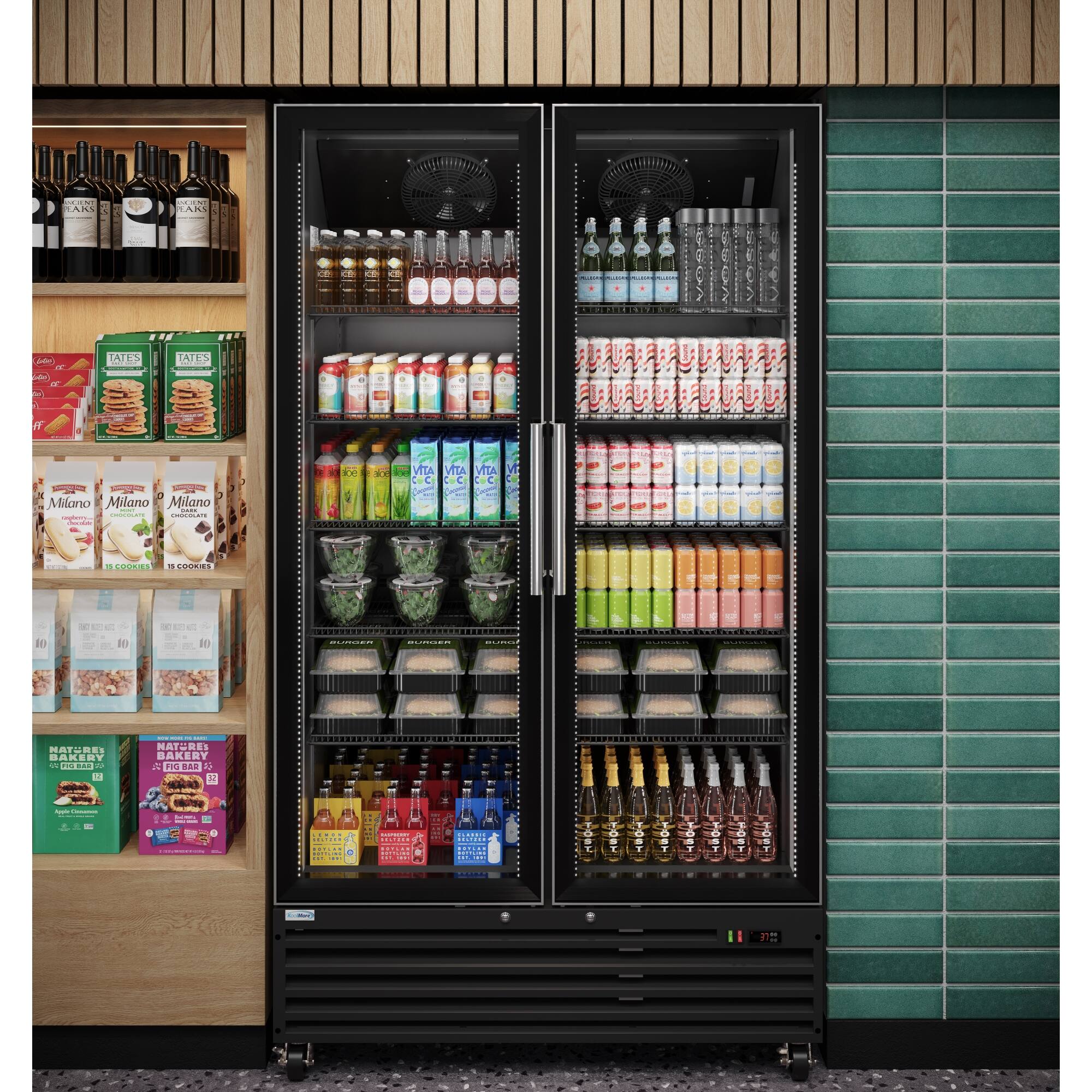 The text on the image is a mix of different languages, including English, Italian, and Spanish. It is not possible to group and correct the text without understanding the context and the intended message. However, I can provide a general analysis of the text:

The text appears to be a mix of product names, descriptions, and possibly ingredients or nutritional information. There are several references to "Milano," which could be a brand or a location. Some of the text seems to be related to bakery products, while others might be related to beverages. The presence of multiple languages suggests that the text might be intended for a diverse audience or a multilingual market.