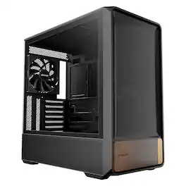Okinos - Air Cross, Genuine Walnut Wood ATX Mid Tower Case, 3x140mm PWM Fan & 2x120mm Reverse PWM Fan Pre-Installed - Black