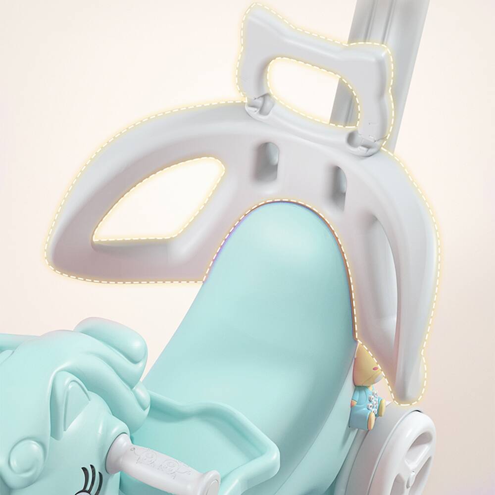 Alt View 3. Siljoy - Blue Unicorn Rocking Horse Ride‑On, 4‑in‑1 Toy with Push Handle & Balance Board, for Toddlers 1‑3 Years - Blue.