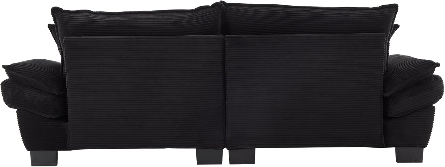 Alt View 5. Trinkets Crazed - 84" Cloud Corduroy Loveseat Sofa, Modern Comfy Upholstered 2 Seater Sofa Deep Seat Sofa with 2 Throw Pillows - black.