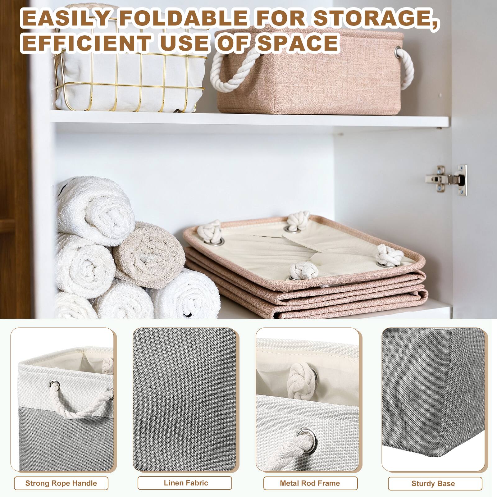 Unique Bargains 2pcs Fabric Storage Bins, 11 Inch Foldable Cubes with ...