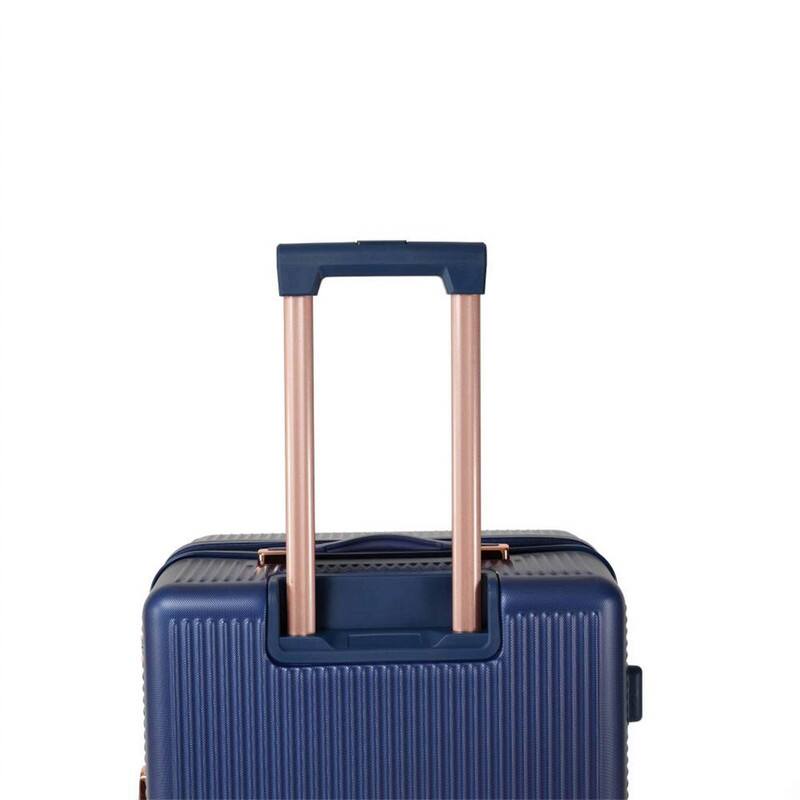 Back. HTUTWOO - Hard Luggage 4-Piece Set - 360° Dual Rotating Four-Wheel Suitcase, Password Lock, Lightweight Universal Wheel Carry-On - Blue.