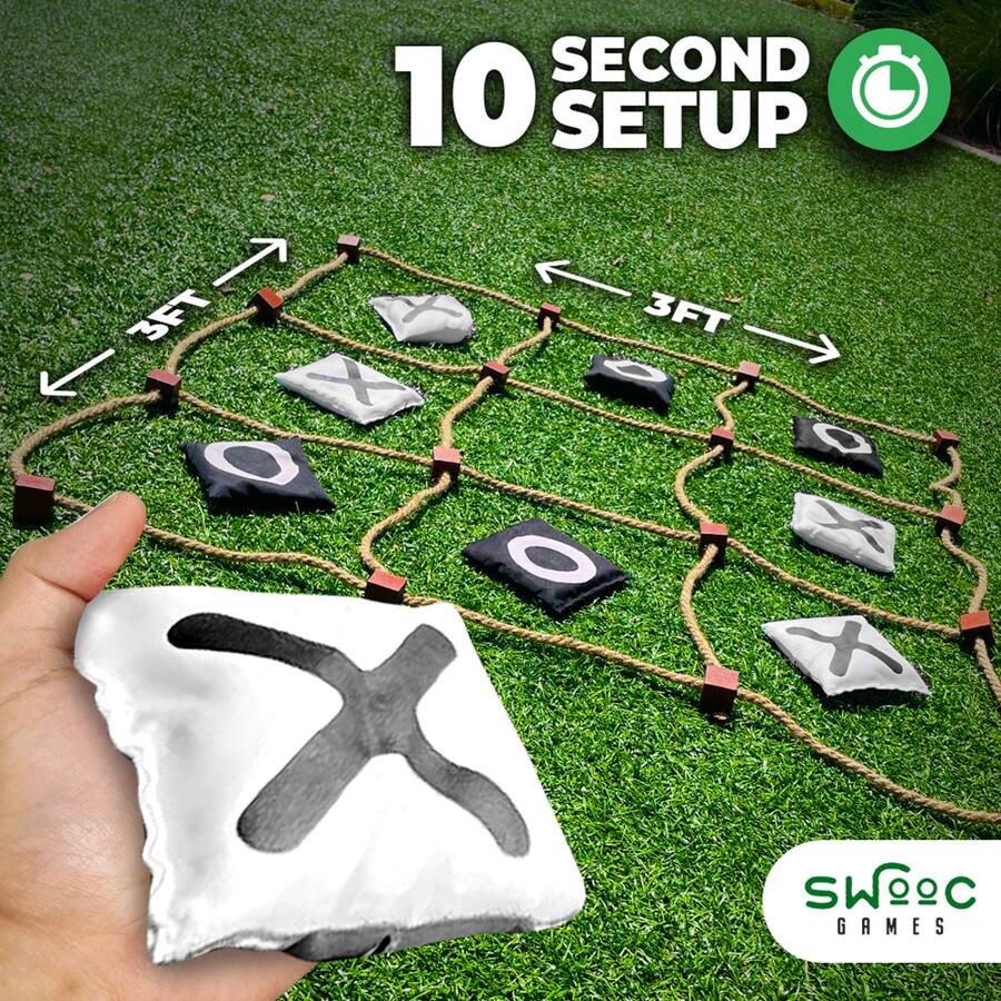 Swooc Games Giant Tic Tac Toe Bean Bag Toss Game 3ft x 3ft Instant ...
