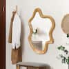 Front. PAIHOME - 33.46" x 22.24" Irregular Shaped Wall Mirror with Natural Wood Frame, Decorative Bathroom Bedroom Vanity Mirror - Natural Wood.