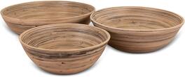 Lexa - Bamboo 3-Piece Bowl Set, 12, 10, 8 Inch, Black Bamboo - Black/Natural