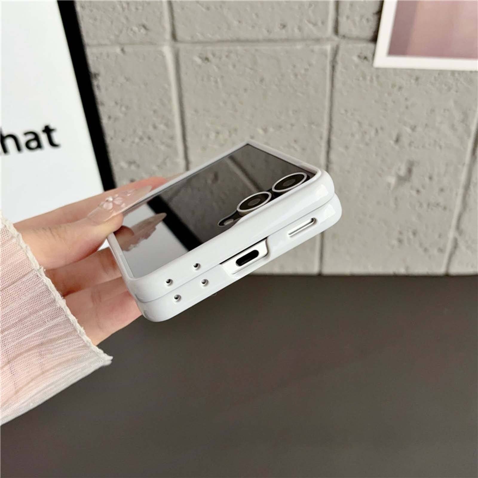 Alt View 2. Dteck - for Samsung Galaxy Z Flip8 Magnetic Case with Built-In Screen Protector,Full Hinge Protection Shockproof PC TPU Cover - White.