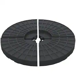 Outsunny - Large 4 Piece Round Fillable Weighted Offset Market Patio Umbrella - Black