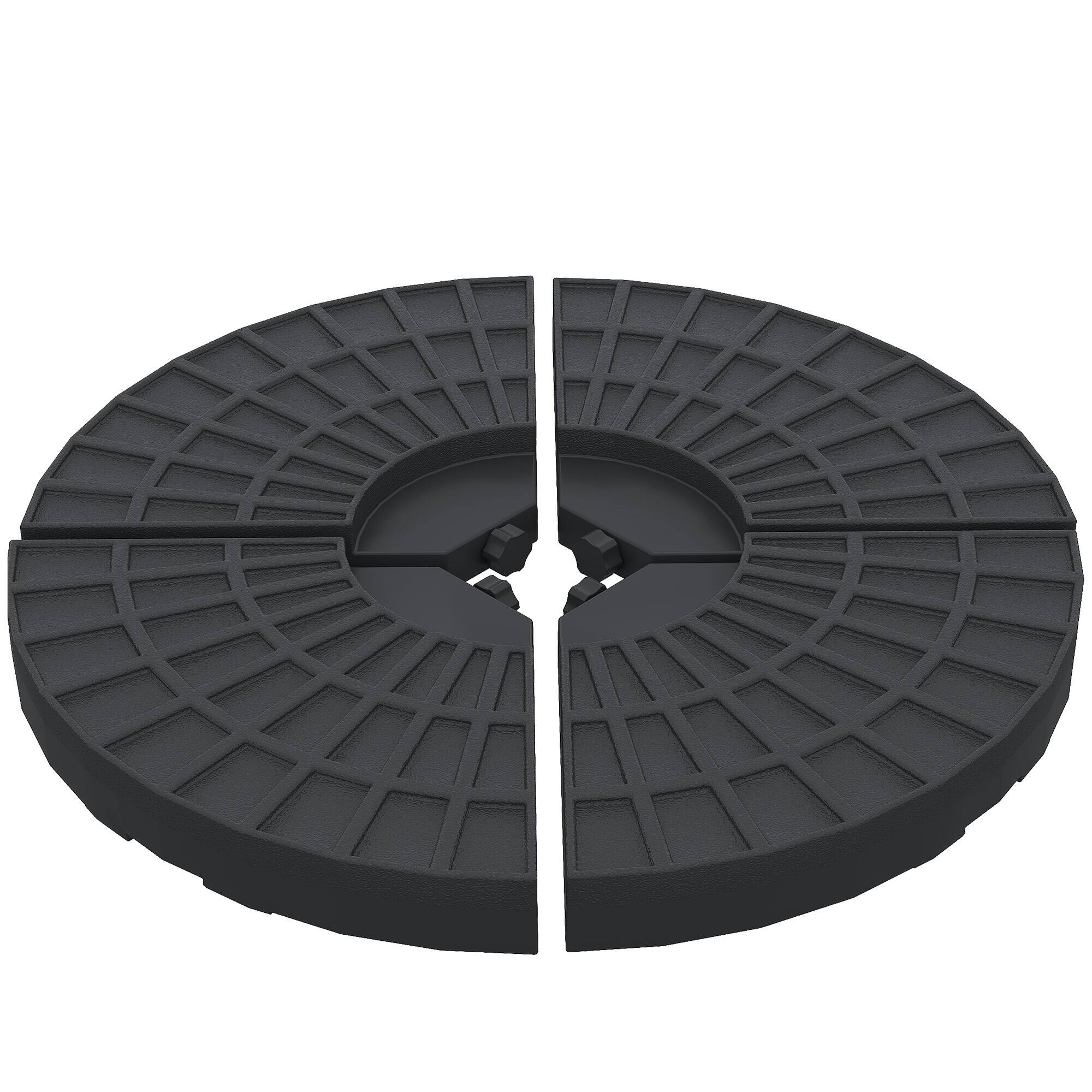 Front. Outsunny - Large 4 Piece Round Fillable Weighted Offset Market Patio Umbrella - Black.